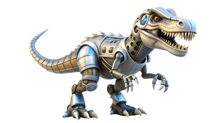 a cute robot of tyrannosaurus dinosaur 3d illustration
