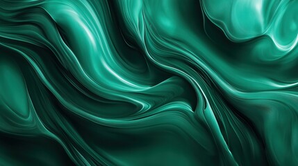 Obraz premium This artwork captures abstract green waves with fluid motion, presenting a soft and silky texture for a calm and tranquil visual appeal.