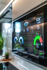 Smart Home Control Panel With Energy Usage and Savings on Modern Touchscreen (Technology, Efficiency)