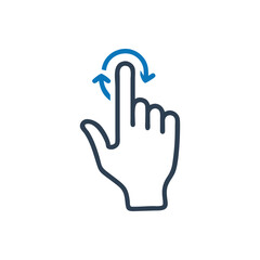 Finger pressing a button symbol, Hand making a selection gesture icon