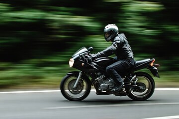 Fast Motorcycle Rider in Motion. AI generated illustration