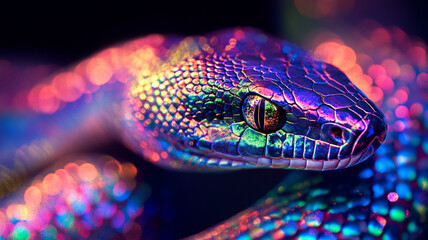 Obraz premium snake on a black background