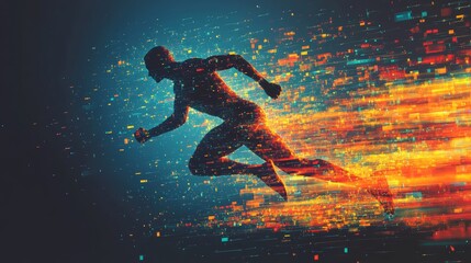 Naklejka premium Speeding Through the Digital Business Realm - Abstract Conceptual Art of Corporate Agility and Efficiency in Generative AI Environment