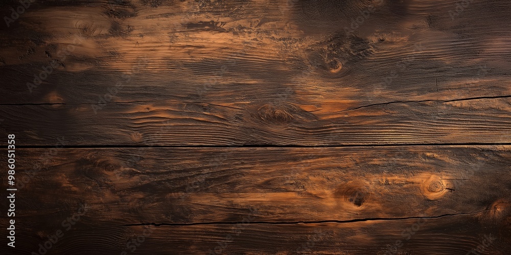 Wall mural detailed close-up of rustic wooden planks, ideal for backgrounds or textures with a warm, natural lo