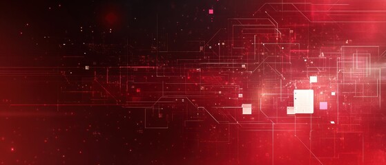 Obraz premium Abstract digital background with red tones and geometric patterns.