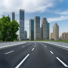 Fototapeta premium A road with a view of a city with a city in the background