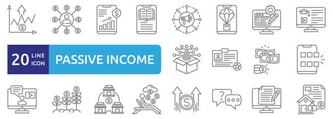Passive income icon set