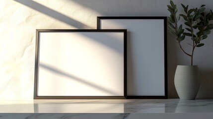 Stylish Modern Frames on White Countertop: Perfect for Displaying Artwork or Quotes in a Contemporary Sports Interior