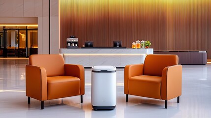 Business networking area with a focus on elegant signage