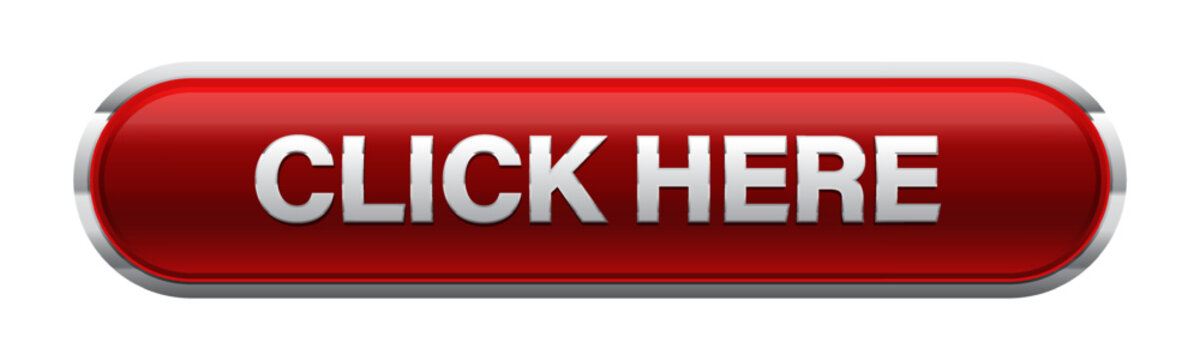 Click here button, red rounded box vector symbol