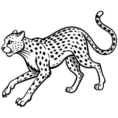 Dynamic Cheetah Sprint Sharp Lines and Fluid Motion Vector Line Art