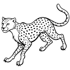 Dynamic Cheetah Sprint Sharp Lines and Fluid Motion Vector Line Art