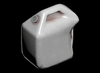 White plastic gas canister isolated 3d render illustration in ortogonal view