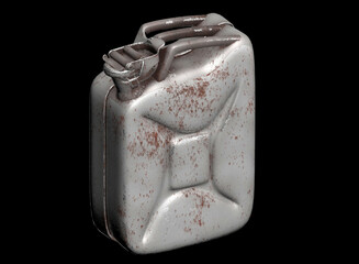 White metallic gas canister isolated 3d render illustration in ortogonal view