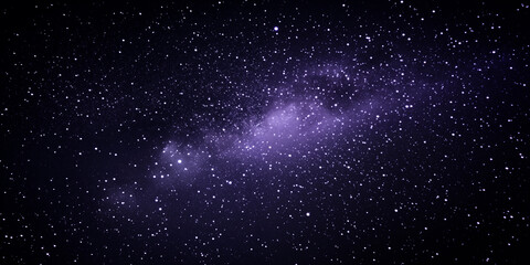 The Milky Way in space, a night sky full of stars. A night sky illuminated by stars, the bright Milky Way, and a soft purple glow. A beautiful space background with a starry sky and the vast universe.