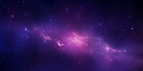 The Milky Way in space, a night sky full of stars. A night sky illuminated by stars, the bright Milky Way, and a soft purple glow. A beautiful space background with a starry sky and the vast universe.
