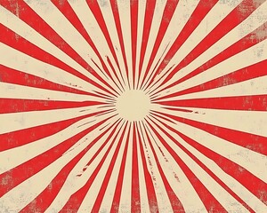 Fototapeta premium Vibrant Radial Pattern with Red and White Stripes in a Dynamic Burst Design 