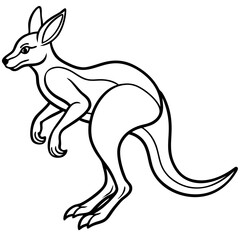 Dynamic Line Art of a Stylized Kangaroo in Mid Hop