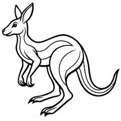 Dynamic Line Art of a Stylized Kangaroo in Mid Hop