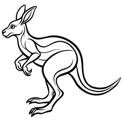 Dynamic Line Art of a Stylized Kangaroo in Mid Hop