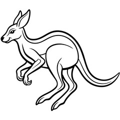 Dynamic Line Art of a Stylized Kangaroo in Mid Hop