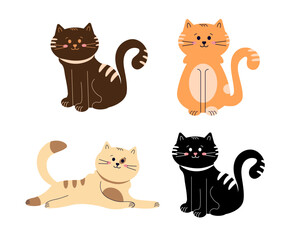 Collection of vector images of cute cats