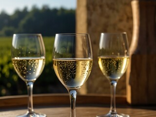 Tasting sparkling wine in sunny Cote des Blancs, Champagne.