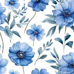 Obraz premium Vintage Watercolor Blue Flowers. can be used for wallpaper,pattern fills,web page background,surface textures 