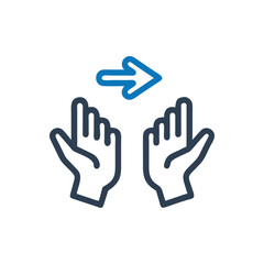Hand Finger Pan Vector Icon, Hand swipe across icon, Hand Finger Select Move Vector Icon, Hand scrolling with two fingers icon