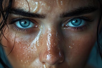 raw emotion captured in intense closeup of distraught young woman tears streaming down face conveying deep anguish and vulnerability