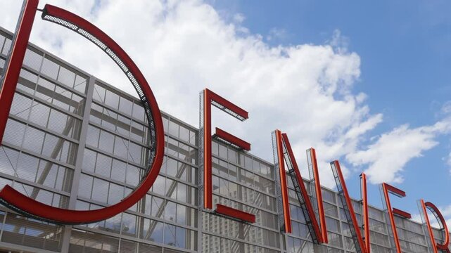 Iconic Denver Sign and Clouds Zoom Out Timelapse