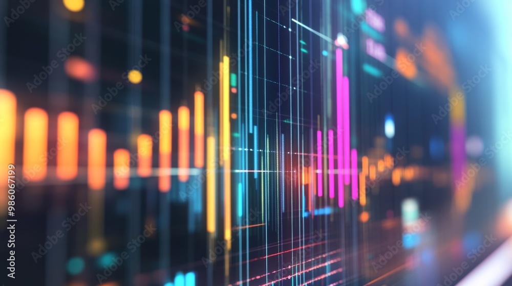 Leinwandbilder a detailed financial bar chart on a computer screen, displaying various data points and trends with 