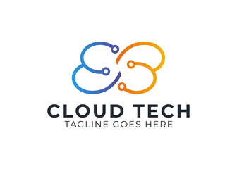 Cloud tech logo icon vector symbol design.