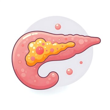 Diabetes, Pancreas (Insulin Production), flat illustration of human organs and systems, diseases, graphics for medical, hospitals, treatment posters, banners, flyers