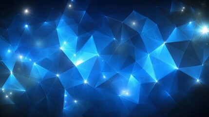 Obraz premium Abstract Blue Geometric Background with Glowing Lights