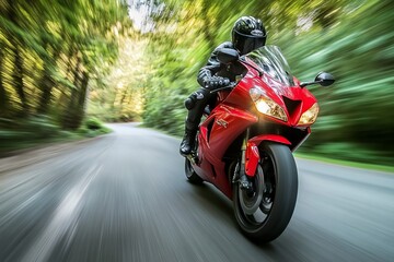 Fast Motorcycle Rider in Motion. AI generated illustration