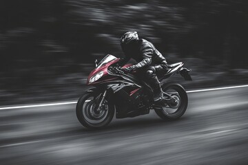 Fast Motorcycle Rider in Motion. AI generated illustration