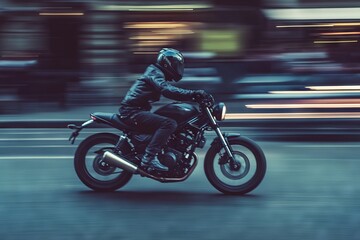 Fast Motorcycle Rider in Motion. AI generated illustration