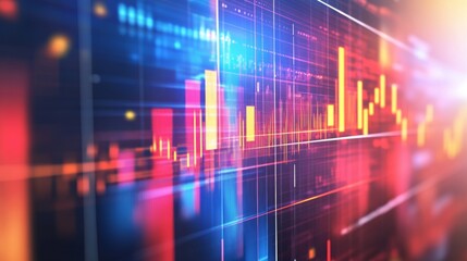 A dynamic financial chart with bold, contrasting lines and percentages, floating on a high-tech background, perfect for illustrating business performance.
