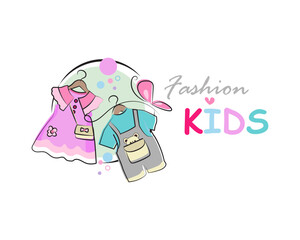 Kids clothes logo. Sign for children's shop ,boutique , and brand fashion kids logo design template symbol icon 