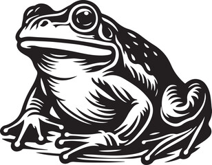 silhouette bullfrog vector art illustration isolated on transparent background