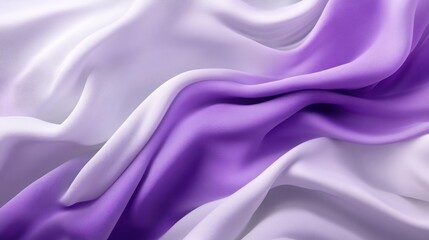 Obraz premium Abstract close up of soft, smooth, purple and white fabric with texture and folds.