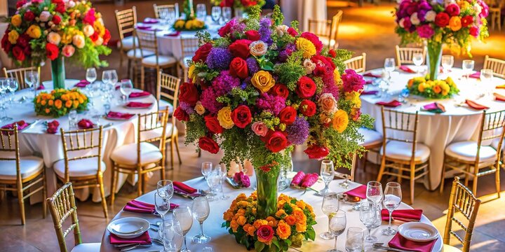 Stunning wedding centerpieces for round tables, showcasing exquisite floral arrangements complemented by decorative elements that enhance the ambiance and create an unforgettable experience.
