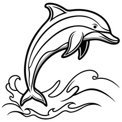 Fototapeta premium Graceful Dolphin in Fluid Line Art, Leaping from Water