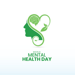World Mental Health Day logo vector illustration creative banner poster web design for social media ads, Mental Freedom concept, Mental health, brain disorder idea. Alzheimer's and Psychology