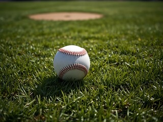 Vibrant green grass on a baseball field.
