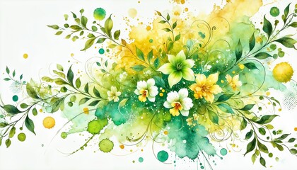 Whimsical Floral Explosion in Pastel Watercolors with Vibrant Splashes