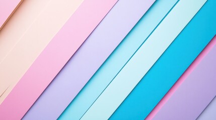 Fototapeta premium Diagonal pastel colored paper stripes.