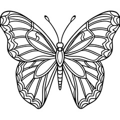 Elegant Black Line Art Butterfly with Symmetrical Minimalist Detailing line art vector