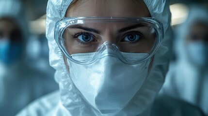 scientist in protective gear working in hightech laboratory closeup shot focusing on precise handling of equipment sterile environment with blurred background of research facility